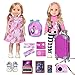 14-Inch-Girl-Doll-Travel-Suitcase-Play-Set Doll- Clothes- Accessories Including Luggage Cute Backpack 2 Sets of Doll-Clothes- Shoes Camera Computer Phone Ipad Passport ARTST (14 inch)