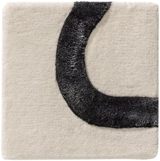 Modern Abstract Line Art Area Rug 9x12 ft | Hand Tufted Minimalist Grey & Ivory Contemporary Carpet