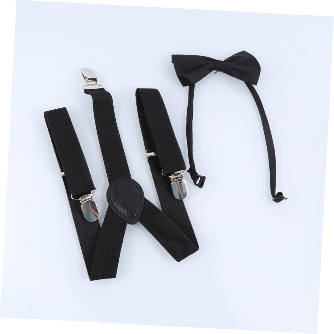 2pcs Boys Elastic Bowties Suspenders Adjustable Tie Set Striped Band for Boys and Girls