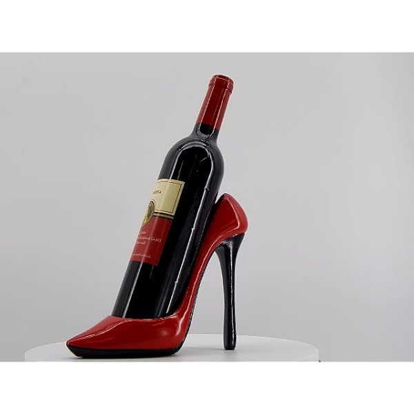 Bellaa 21381 Wine Bottle Holder Shoe Red Black High Heel Shaped Stiletto 8 Inch Tall - Image 8