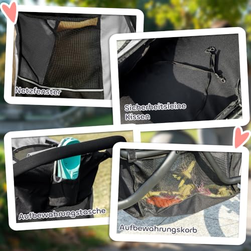 PawHut Hundewagen Jogger Klappbar für Kleine Hunde & Katzen 10 kg Grau