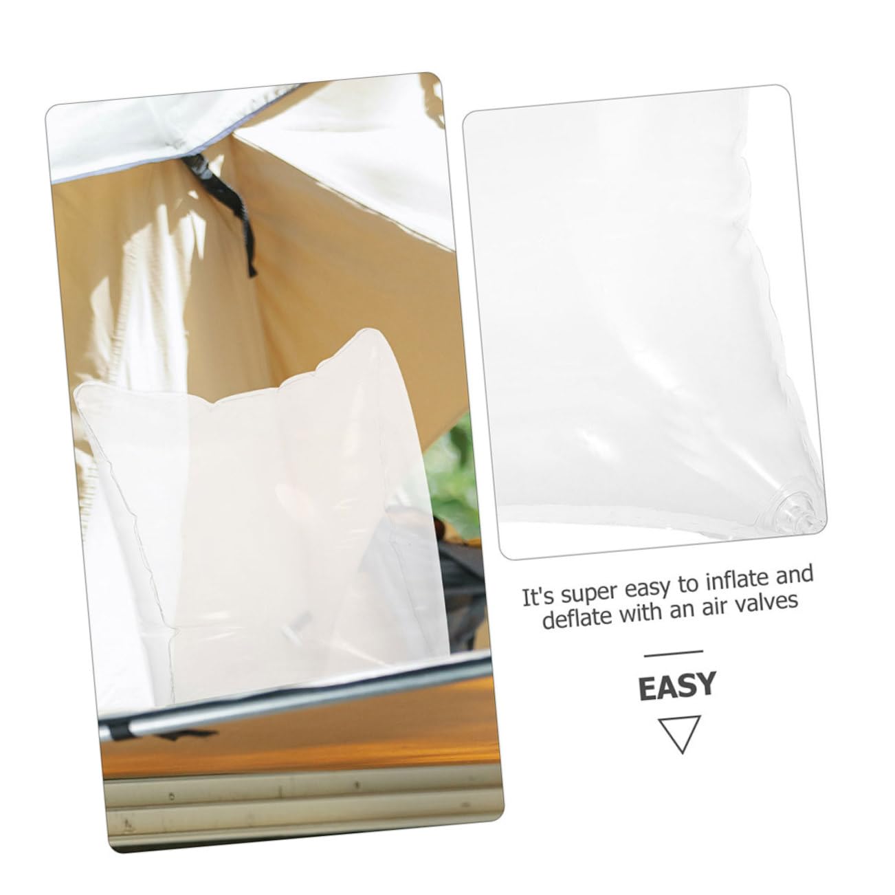 JEWEDECO Inflatable Camping Pillow Insert Transparent Travel Cushion Portable Outdoor Pillow for Camping Travel and Home Use Space-Saving and Easy to Carry Breathable and Supportive Design