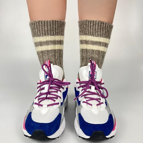 Image of 92% Merino Wool Socks Rib-Knit Home Natural, Made in Mongolia