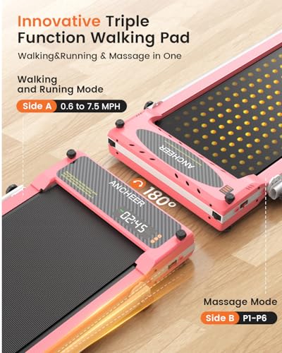Image of ANCHEER Walking Pad with Incline - Under Desk Treadmill with Handle Bar