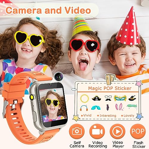 Image of Cosjoype Kids Smart Watch Girls Gifts Age 5-12, 24 Puzzle Games HD Video Camera Music Player Storybook Pedometer HD Flashlight 12 /24hr Touchscreen Kids Watch with Screen Protector