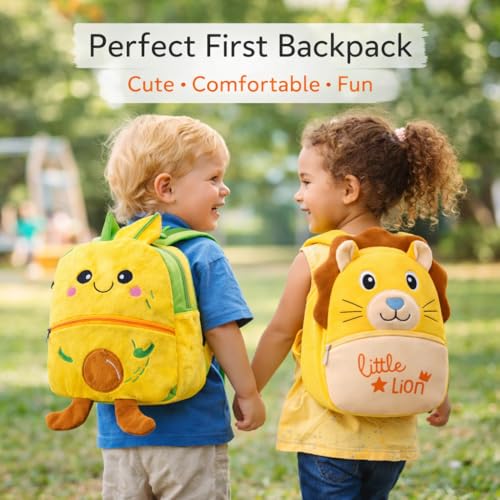 Image of Cartoon Plush Kids School Bag 2-6 Years | Soft Toy Backpack for Boys & Girls | Toddler Nursery Preschool Bag | Lightweight Adjustable Straps