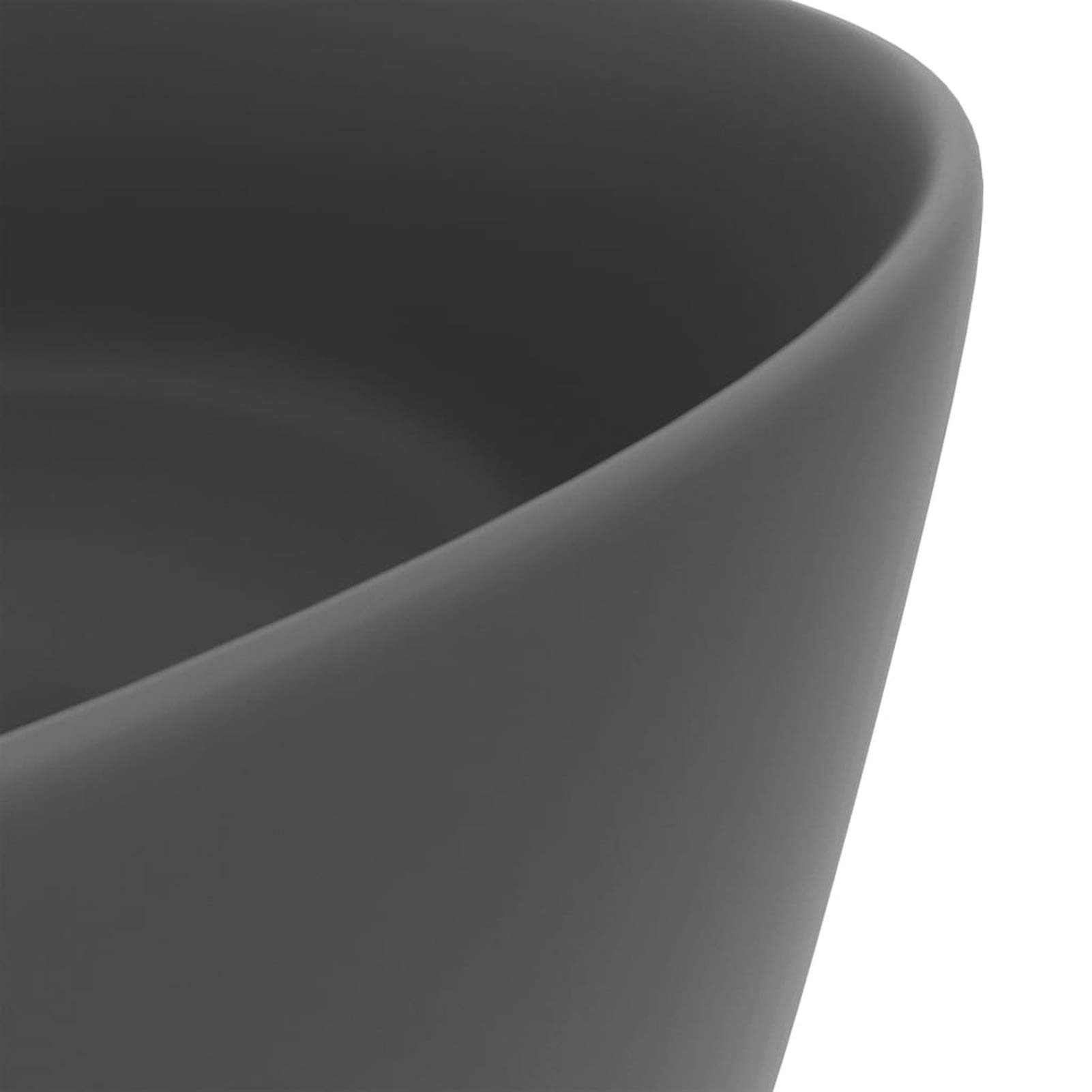 Lavabo de Lujo Redondo cerámica Gris Oscuro Mate 40x15 cm, Fregadero, Lavabo Baño, Lavamanos Baño, Lavatorio Casa De Banho, Mueble Lavabo sobre Encimera 147016
