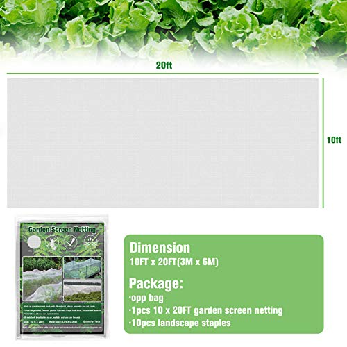 Zeedix 10 Ft X 20 Ft Garden Netting, White Bird Netting Garden Mesh Netting Garden Bug Net Insect Barrier Netting Mosquito Bug Garden Net Hunting Blind For Protect Your Plant Fruits Flower #TOP1