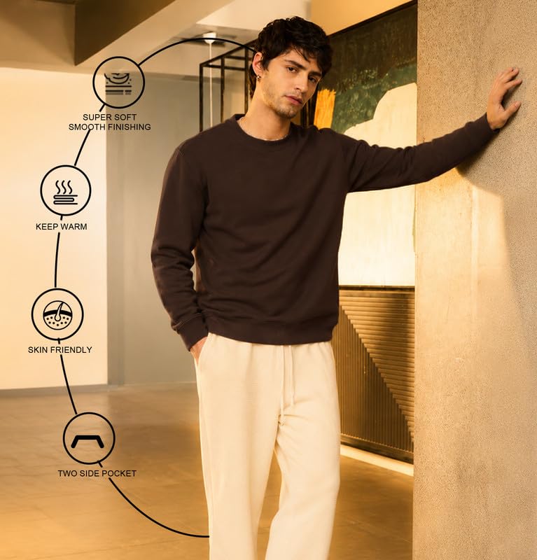 Image of Sleepynuts Men's Full Sleeve Round Neck Fleece Sweatshirt