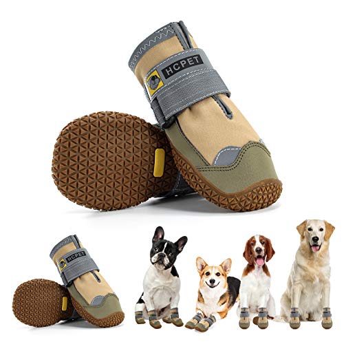 Hcpet Dog Boots Paw Protector, Anti-Slip Breathable Dog Shoes for Small Medium Large Dogs, Puppy Booties with Reflective Straps 4Pcs