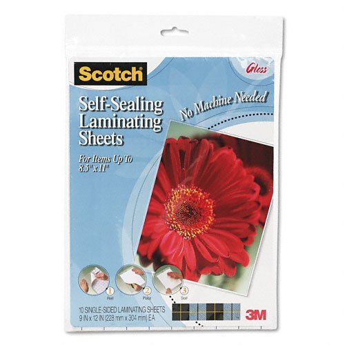 Scotch SelfSealing Laminating Sheets, 9.6 mils, 81/2 x 11, 10 per