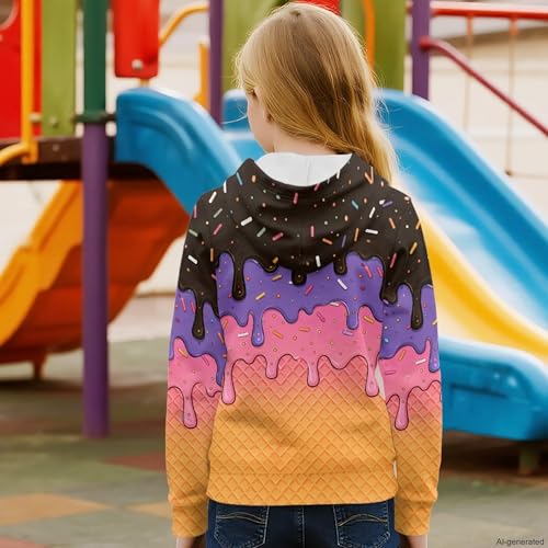 Image of Coloranimal Unisex Girls and Boys Long Sleeve Hoodies Hoody Athletic Pullover Sweatshirts Tops Age 6-16year