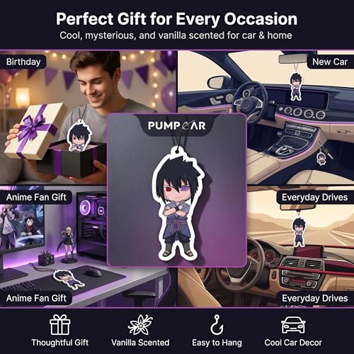 Image of PumpCar 2 pieces Uchiha Sasuke double-sided hanging Japanese anime vanilla car air freshener Cool anime hanging air fresheners for rearview mirror Car Interior Accessories Household gifts