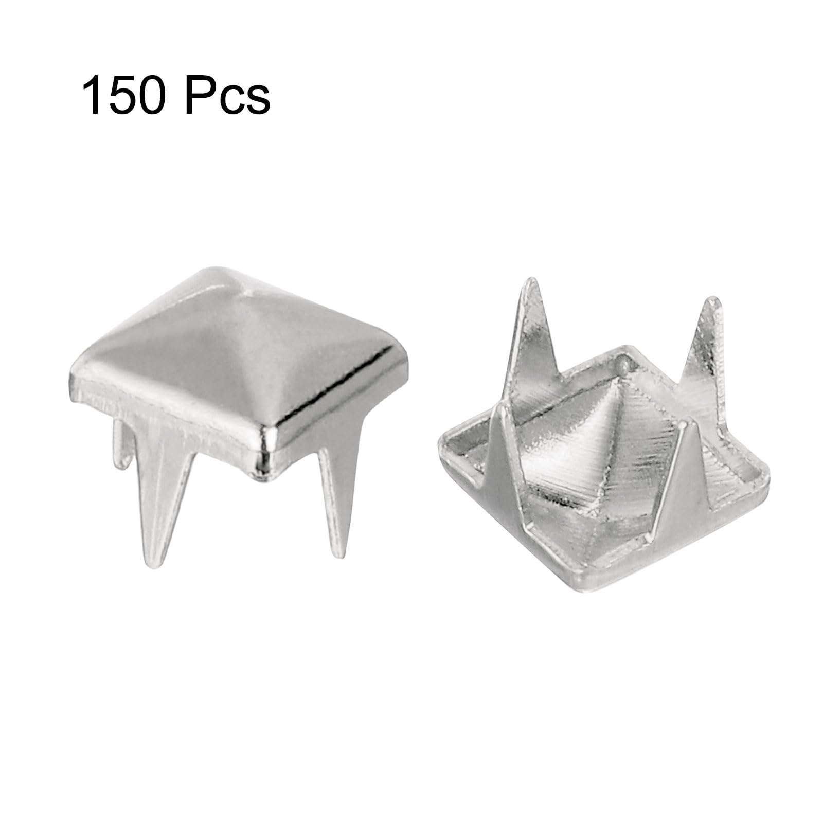 Lot De 150 Clous Pyramidaux Carrés 10 Mm - Métal Argenté, 4 Griffes, Pour Vêtements Punk, Artisanat, Décoration