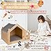 growpile Katzen- und Hundehäusschen aus hochwertigem Kiefernholz mit 2 Trinkschalen aus Edelstahl, zum selbst bemalen und bekleben mit Holzbuchstaben, incl. Acrylfarben