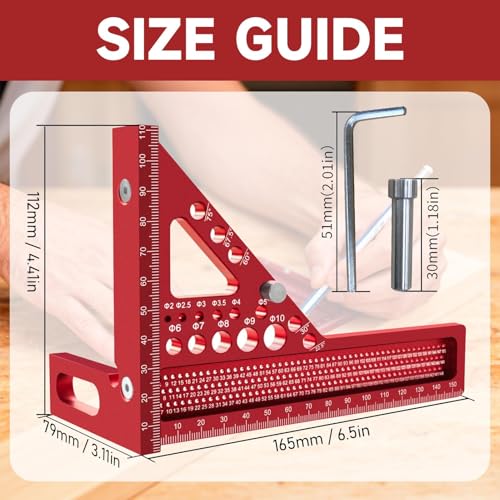 Règle de mesure multi-angle 3D aluminium équerre de menuisier métrique - 2
