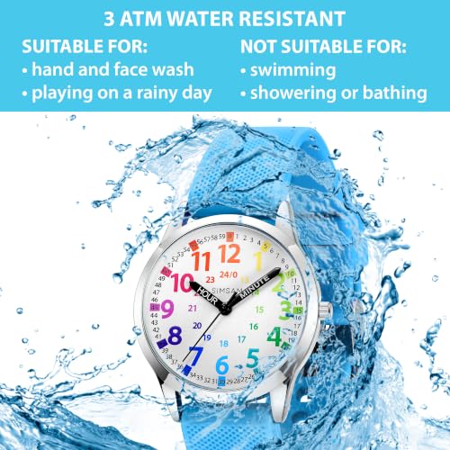 Image of Kids Analog Watch, Learning Watch for Kids 8-12, Waterproof Time Teacher Watches for Boys Ages 5-7 6-8, Easy to Read Educational Girls Watches Ages 8-12, Great Gift Boys Girls Year 4-12 Old Waterproof