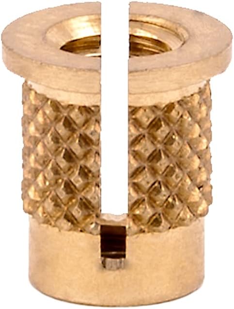 E-Z LOK Threaded Insert for Plastic Reverse Slot Brass Thread Inserts 8-32 Pack of 50