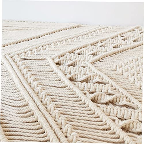 Tapiz bohemio de pared tejido a mano con borlas decorativas para apartamento 6