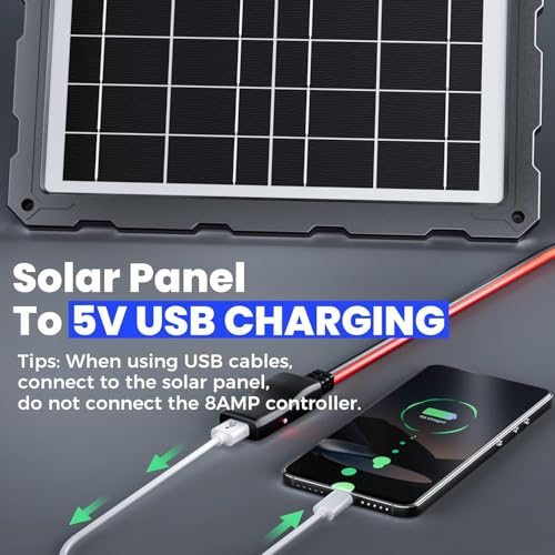 Image of POWOXI-Upgraded-20W-Solar-Battery-Charger-Maintainer, External Smart 3-Stages PWM Charge Controller, 12V Solar Panel Trickle Charging Kit for Car, Motorcycle, Marine, RV, etc