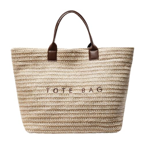 Bolso tote tejido de paja para mujer, capacidad grande