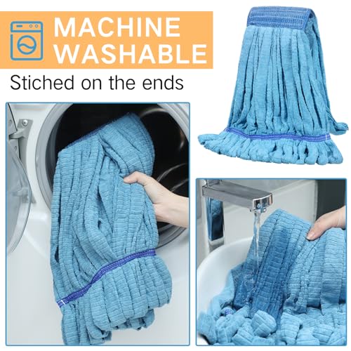 Image of Lallisa 16 Pcs Bulk Commercial Mop Head Replacement 18 oz Tube Microfiber Mop Heads for Floor Cleaning Industrial Mop Heads Blue Looped End Wet Mop Head Refill for Home Commercial Industrial Use