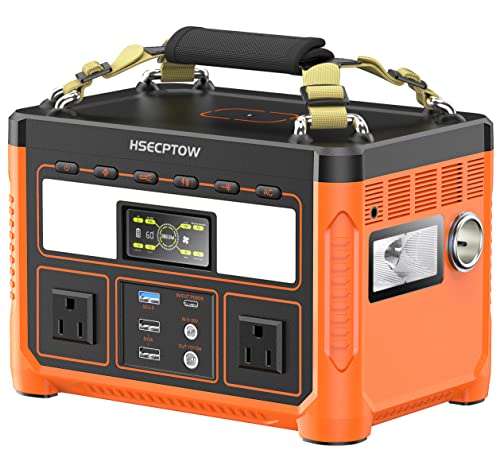 Portable Power Station 360W, HSECPTOW 290Wh Solar Outdoor Generator with PD 65W USB-C Fast Charging, 110V AC Outlet, 10W Wireless Charging, Backup Lithium Battery Pack Power Supply for Camping RV Home CPAP Emergency (Solar Panel Not Included)