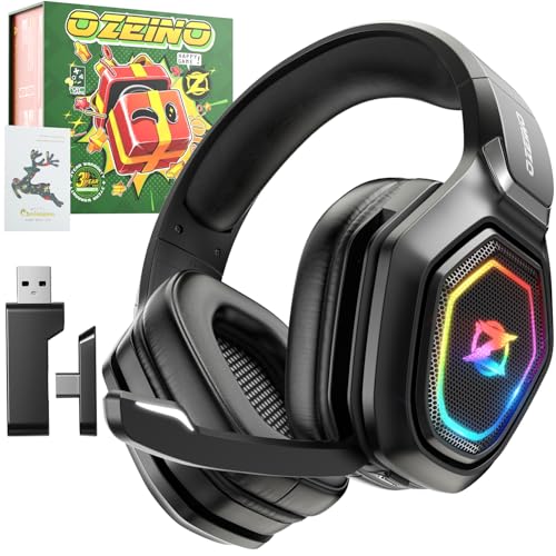 Ozeino Wireless Gaming Headset Holiday Edition, 2.4GHz Lossless Audio, 40Hr Battery for PC, PS5, PS4, Switch (Includes Festive Gift Box)