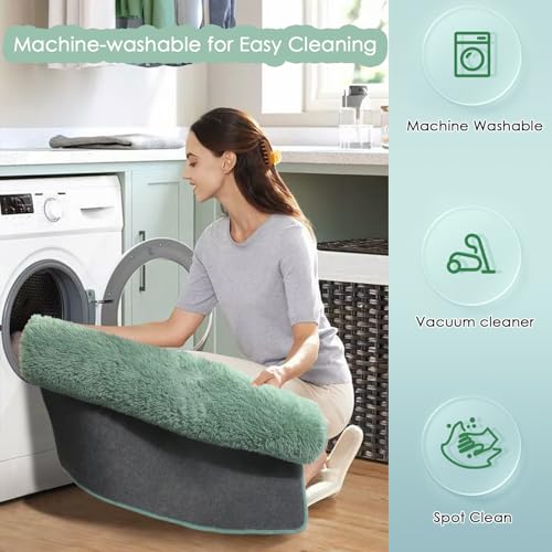 Amdrebio Sage Green Area Rugs for Bedroom Aesthetic, Fluffy Furry Rugs for Nursery, Classroom, Teen Boys, Baby Kids Room Decor, Cute Shaggy Carpet for Living Room Dorm, Fuzzy Plush Light Mint Rug 4x6