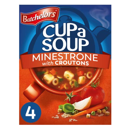 Image of Batchelors Cup a Soup Minestrone with Croutons, 94g (4 Sachets) | Instant Vegetable Soup | Tomato & Vegetable with Pasta Rings | Low Fat Vegetarian Soup | Just Add Hot Water