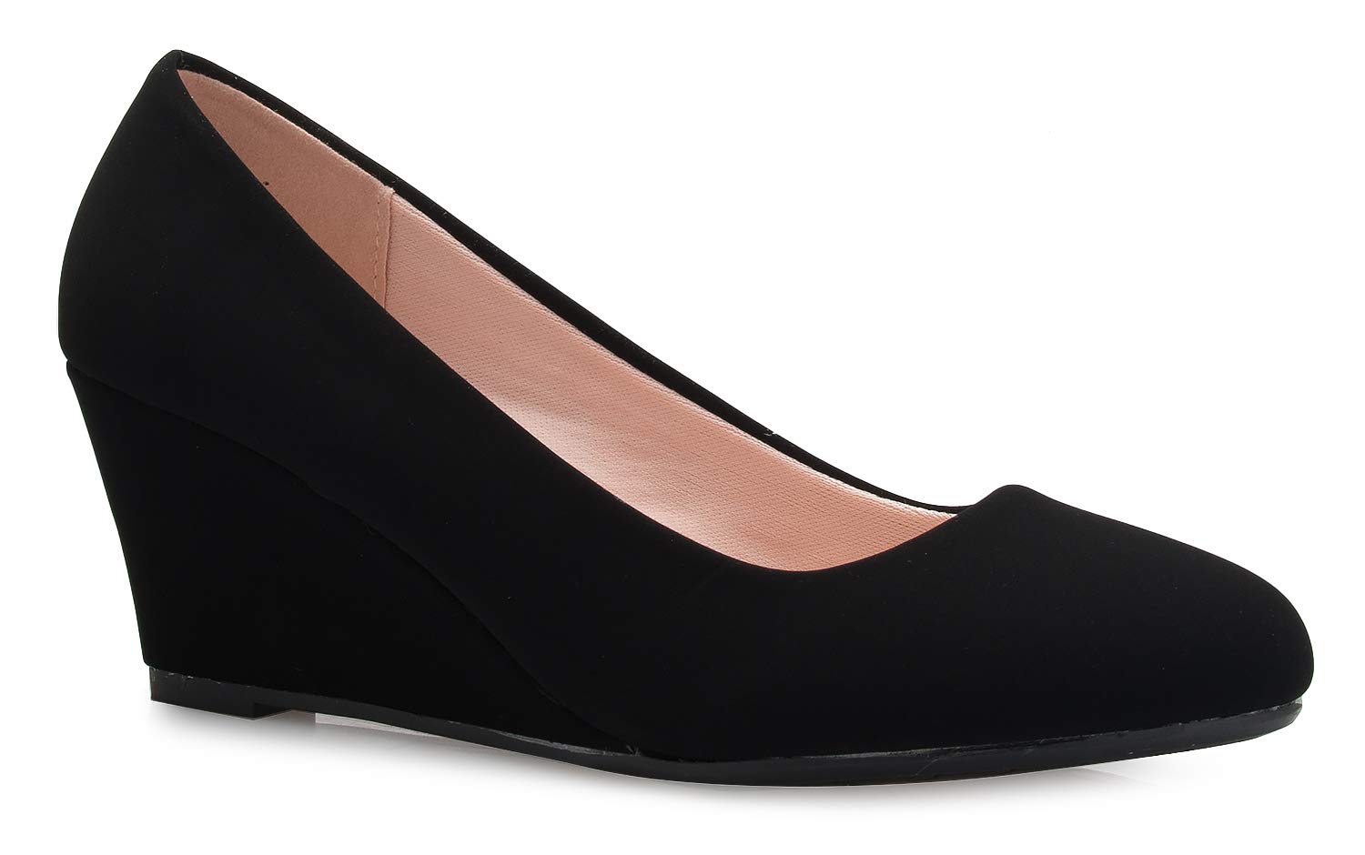 Olivia KWomen's Adorable Low Wedge Heel Shoe - Easy Low Pumps - Basic Slip On, Comfort