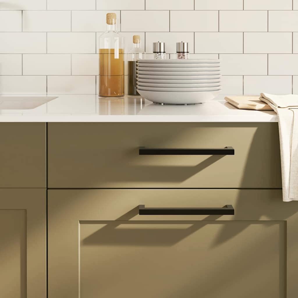 Set di 5 maniglie per mobili, colore nero, 192 mm, in acciaio inox, design a tubo quadrato, per armadi, cassetti, porte, cassettiere, credenze, cucina, bagno, per ristrutturazione fai da te