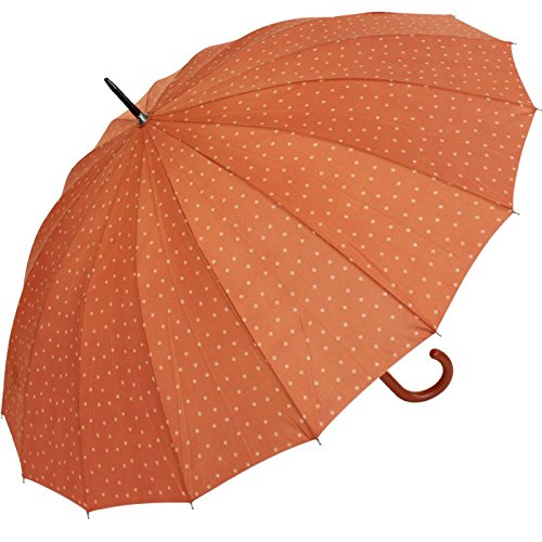 Preisvergleich Produktbild Bisetti Damen 16-teiliger Stockschirm mit Automatik - Dots - terra