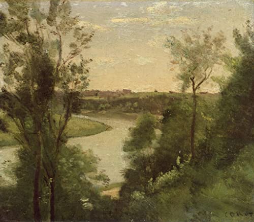 Poster Toile Corot Une rivière vue d'en haut poésie bucolique et sérénité intérieure