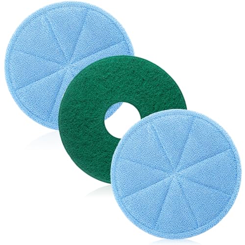 Batiyeer 3 Pack 12" Commercial Microfiber Carpet Bonnet Mopping Buffing Pad Floor Machine Pads Compatible with BGEM9000, ORB550MC Floor Machines, and Orbiter Pads 437053 (Blue,Green)