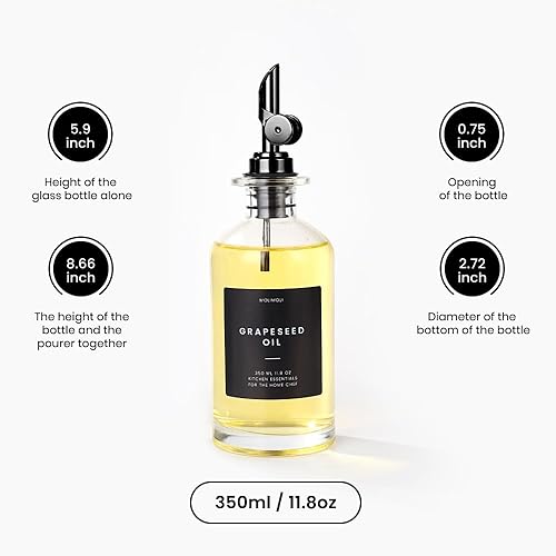 Miniatura 39 de Molimoli Botella dispensadora de aceite de oliva para cocina, dispensador de aceite con vertedor pesado, dispensador de botellas de vidrio