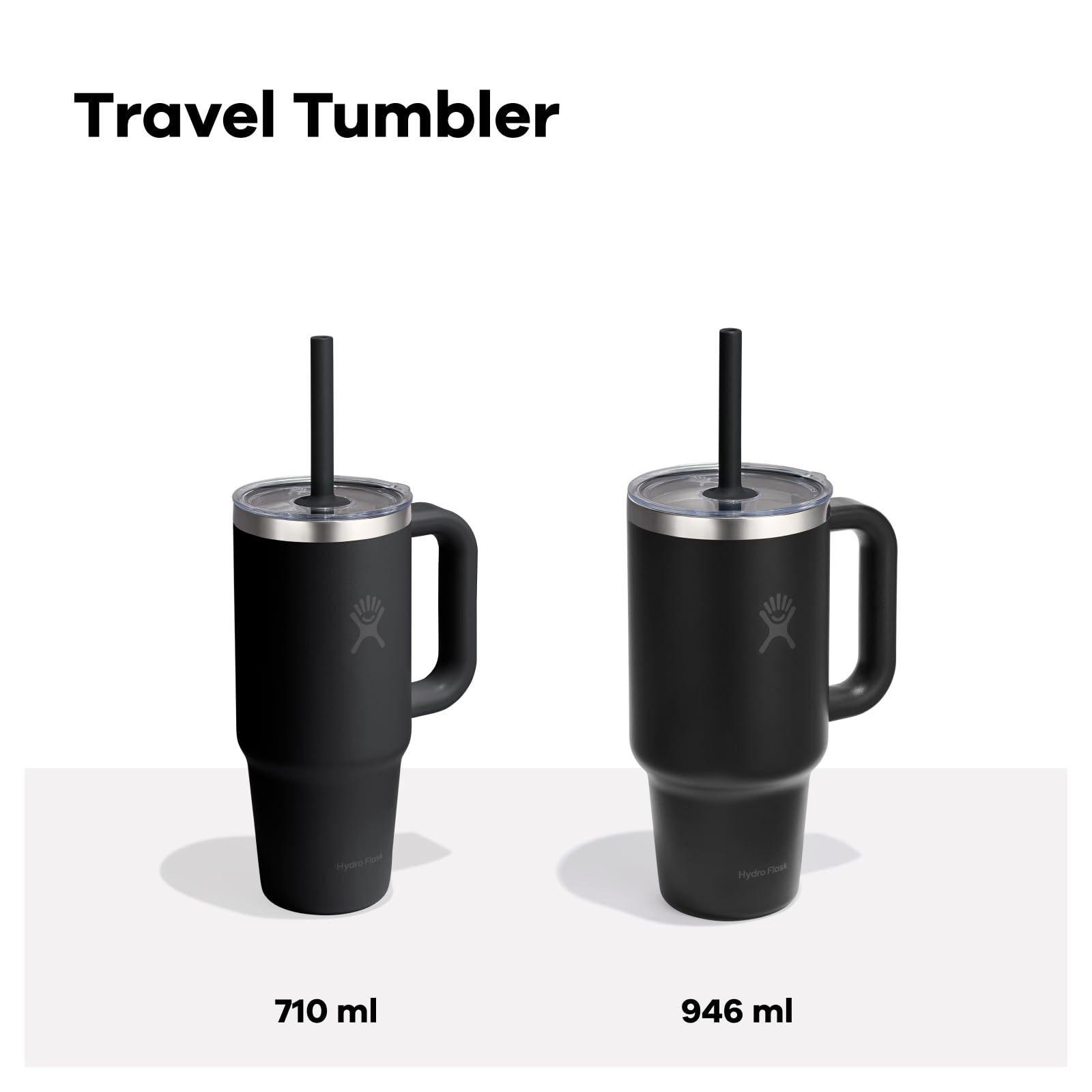 Hydro Flask – Travel Tumbler 710 ml (24 oz) Con tapa de presión con popote transparente – Acero inoxidable – Aislamiento al vacío de doble pared – Resistente a salpicaduras – Shale Gray