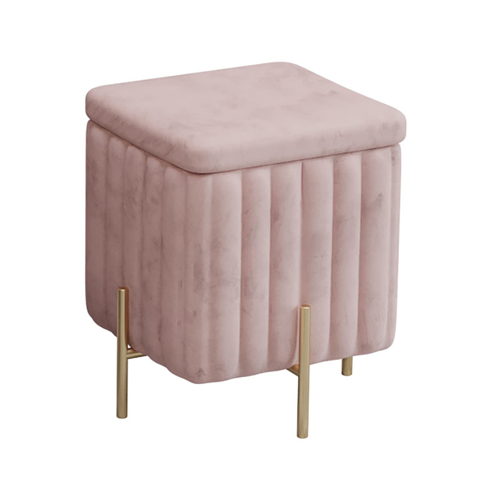 Pouf Ottoman Velours Gain de Place - Banc de Rangement Rose Contre le Désordre du Salon