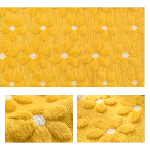 Artoid Mode Yellow Soft Plush Faux Fur Jacquard Embroidery Daisy Spring Table Runner, Kitchen Dining Table Decoration for Home Party Decor 13x72 Inch by Artoid Mode - Used condition - Image 8