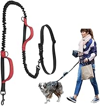 Dog Leash Shoulder Leash for Dogs, Stretchable, Small Dogs, Medium Dogs, Reflective Material, 6 in 1 Multifunction, Red