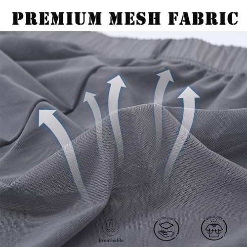 JINSHI Men's See Through Mesh Boxers Sexy Silk Underwear Sheer boxer trunk, Athletic Ultra-thin Split Loose Shorts Grey M4