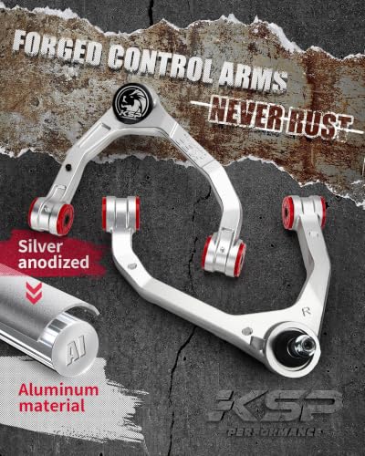 Image of KSP Forged Upper Control Arm For Silverado Sierra 1500 2007-2018, 2pcs 2-4 inch Adjustable Front Aluminum Control Arm Fit For Chevy GMC Trucks, One-piece Design Aftermarket UCA With Greasable Ball Joint