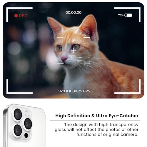 Image of ArmourPro Premium Camera Lens Protector Tempered Glass Compatible For iPhone 16 Pro Max and iPhone 16 Pro Tough HD Individual Aluminum Alloy Rings 9H Camera Cover , Scratch-Resistant,Camera Lens Protection| Titanium Silver
