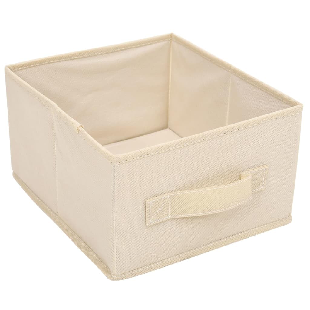 6 Schubladen Organizer Lagerschrank Metall Creme 55x29x55 cm Stahlrahmen Stoff Aufbewahrung für Haus Garten