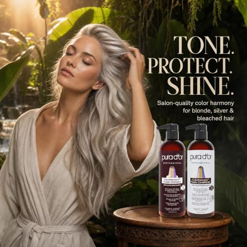 PURA D'OR ColorHarmony Purple Shampoo & Conditioner Toning Set, 16oz x2 - image 6