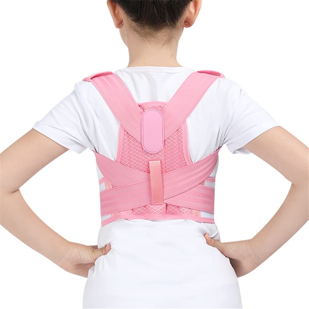 Correttore di postura regolabile cintura di sostegno lombare corsetto ortopedico per spalline lombari schiena della colonna vertebrale (colore: rosa, dimensione: codice M) Good