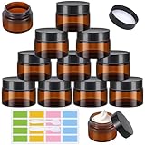ANLIOTO 12 Stück Salbentiegel Braunglas Glastiegel 30ml mit Deckel Cremetiegel Creme Behälter Cremetiegel Braunglas Cremedosen Zum Befüllen für Lotion, Creme, Kosmetik