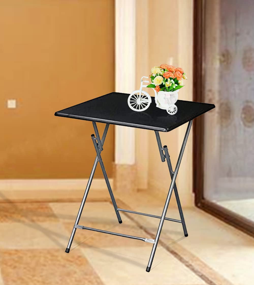eHemco Extra Large Metal Folding TV Tray Table for Eating, Black Top