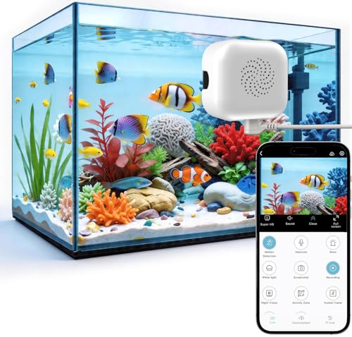 2026 Upgraded 2K Aquarium & Terrarium Pet Camera Close-Focus Lens for Fish Lizard & Reptiles Easy Install 5GHz Dual-Band WiFi 24/7 Full Color Night Vision Loop Recording Motion Detection
