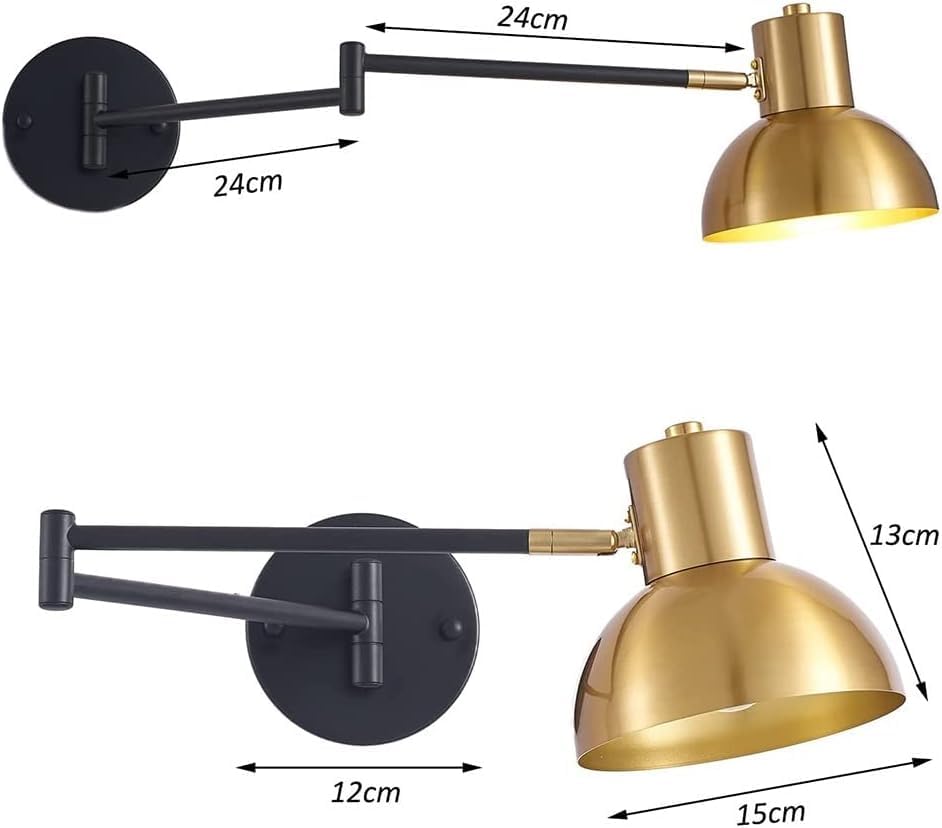 Lampe Murale Vintage Rotative à 2 Bras Longs Extensibles pour Intérieur Rétro